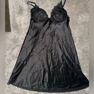 VS Black Satin and Lace Nightgown